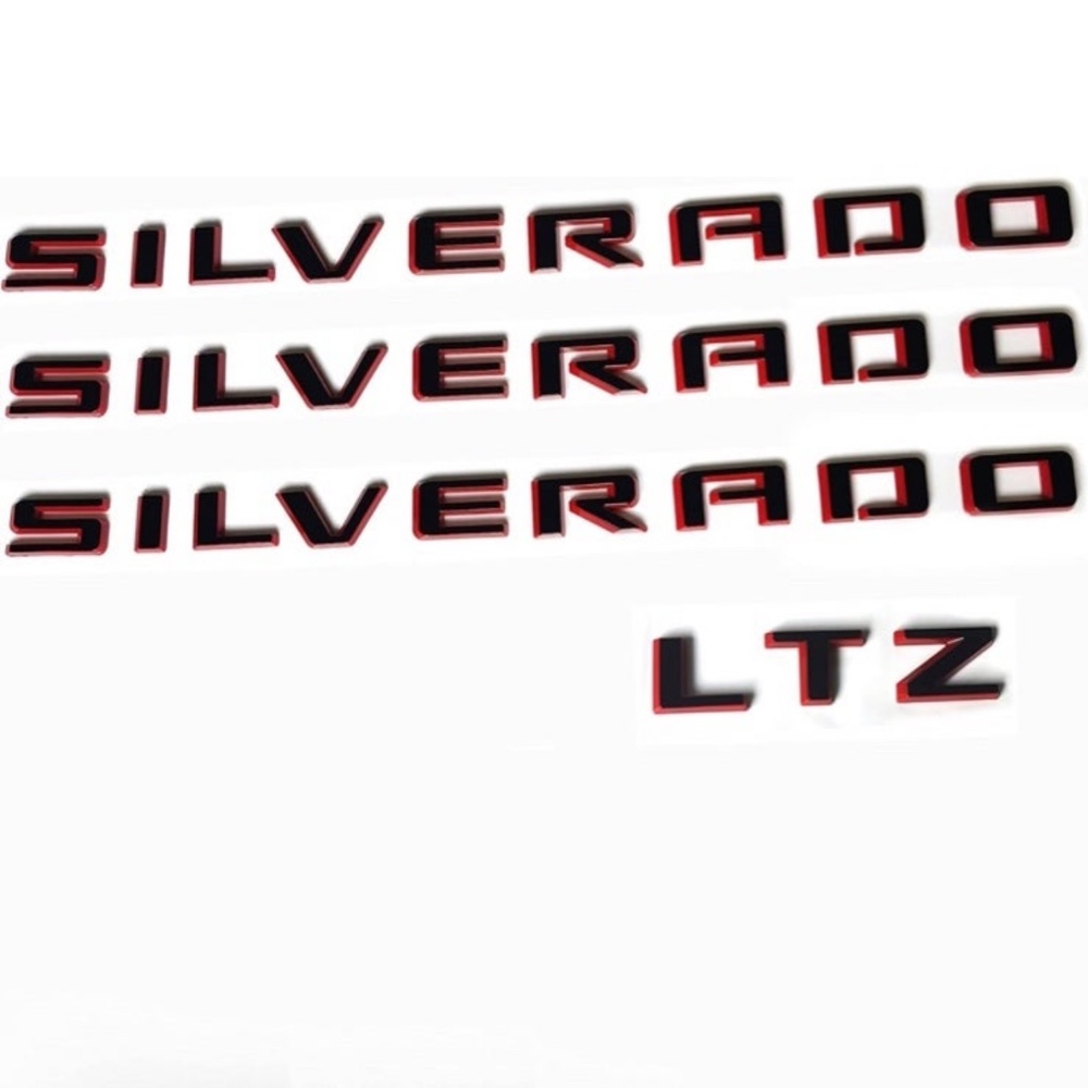 2021-2019 OEM 3 Pack Silverado LTZ Emblems 3D Letters Badges Replacement Redline